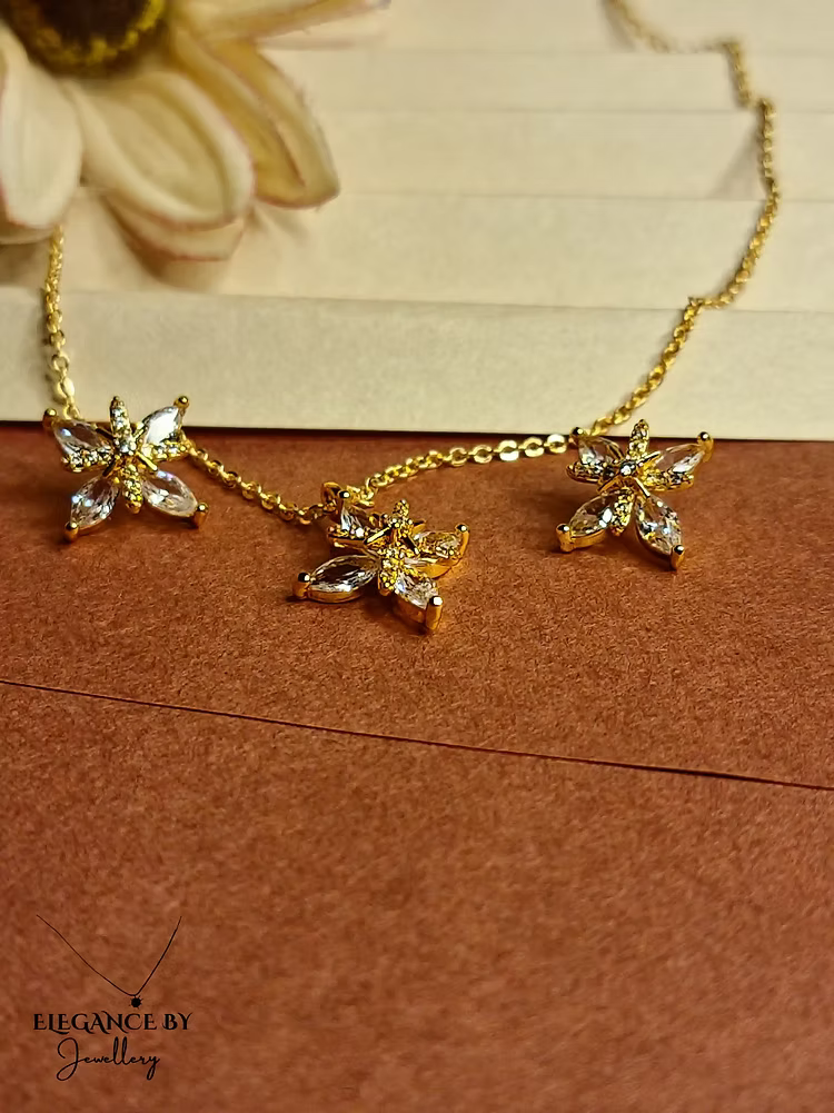 Elegant Floral Pendant Necklace & Earrings Set