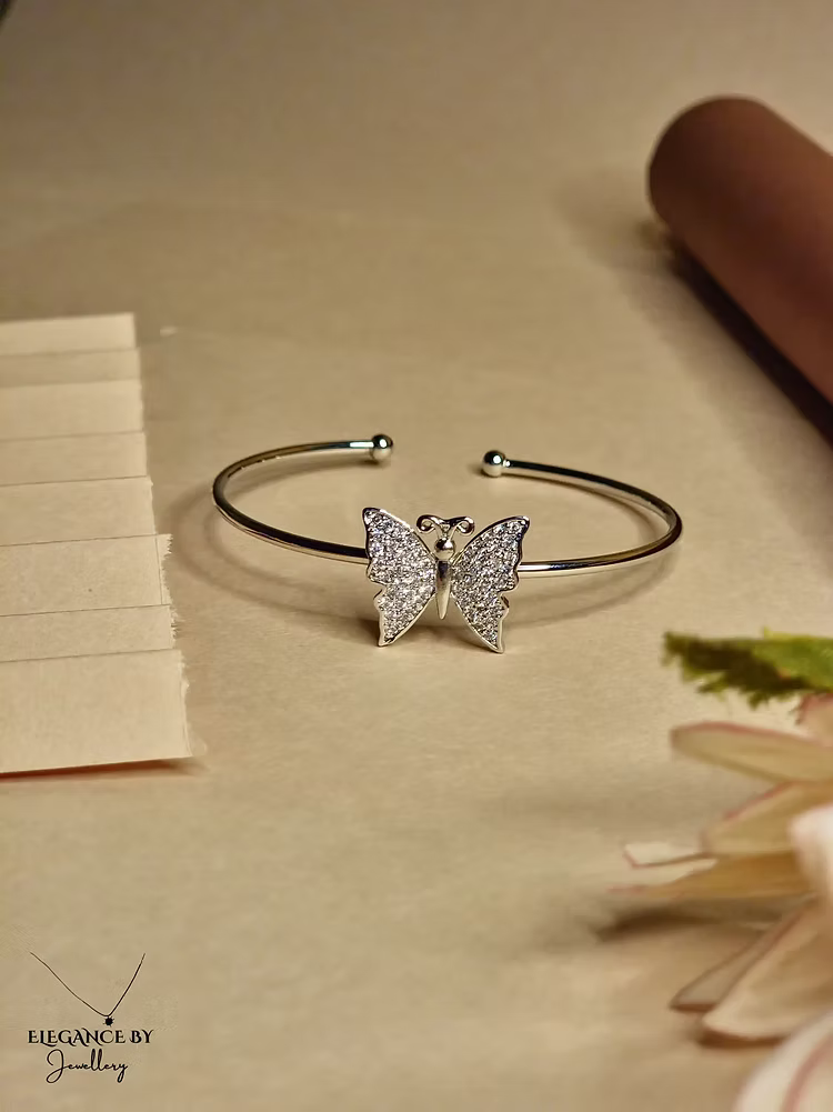 Elegant Butterfly Bracelet – Silver and Golden Finish